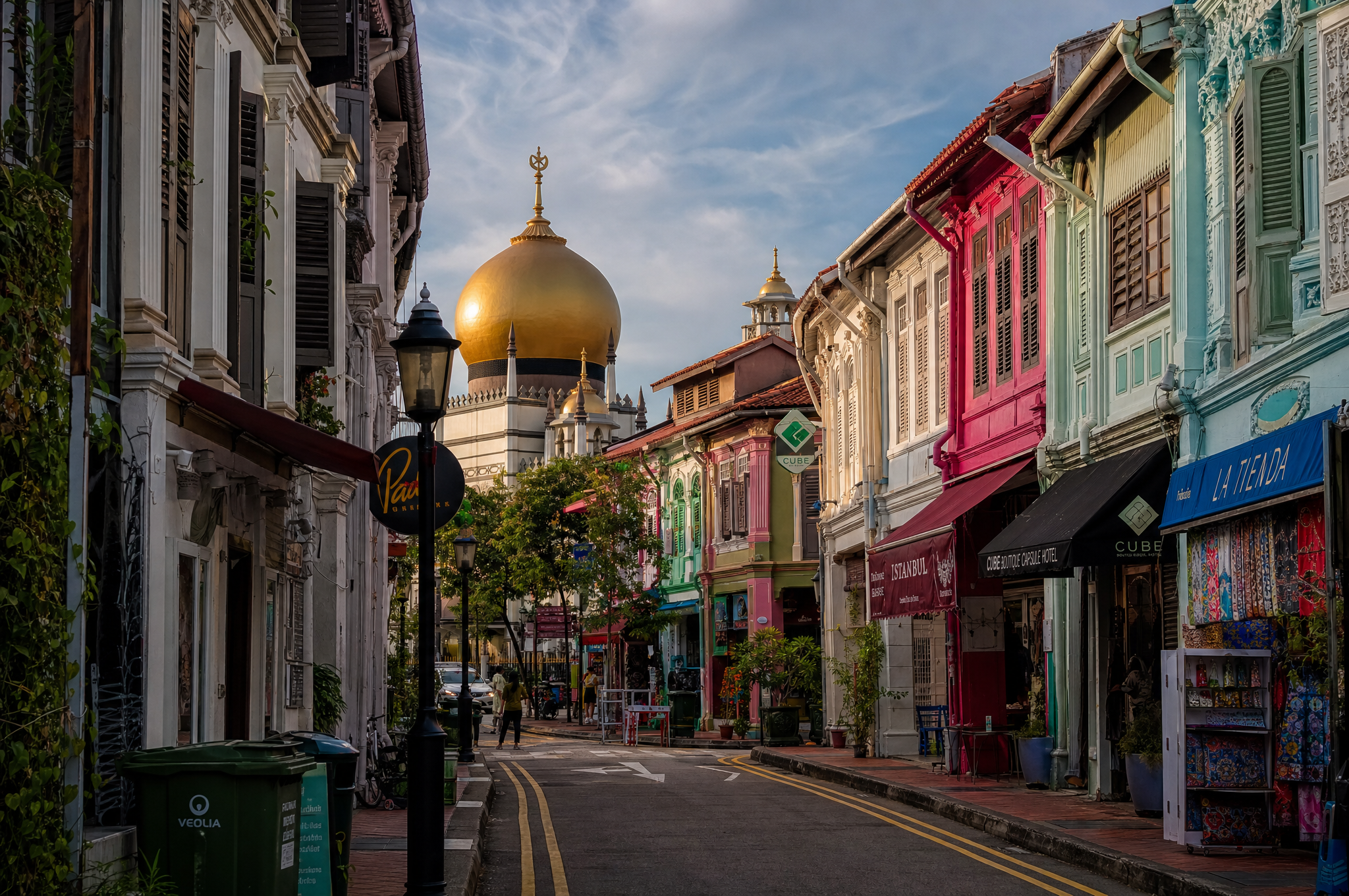 Colorful heritage shophouses in Kampong Glam